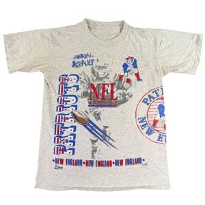 Vintage Salem Sportswear New England Patriots Aerial Assault T-Shirt Medium Gray